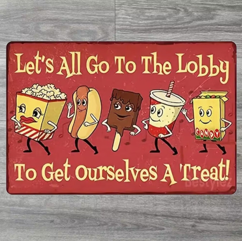 Let’s All Go To The Lobby 8 x 12 Novelty Vintage Metal Sign Shrink-Wrapped New!