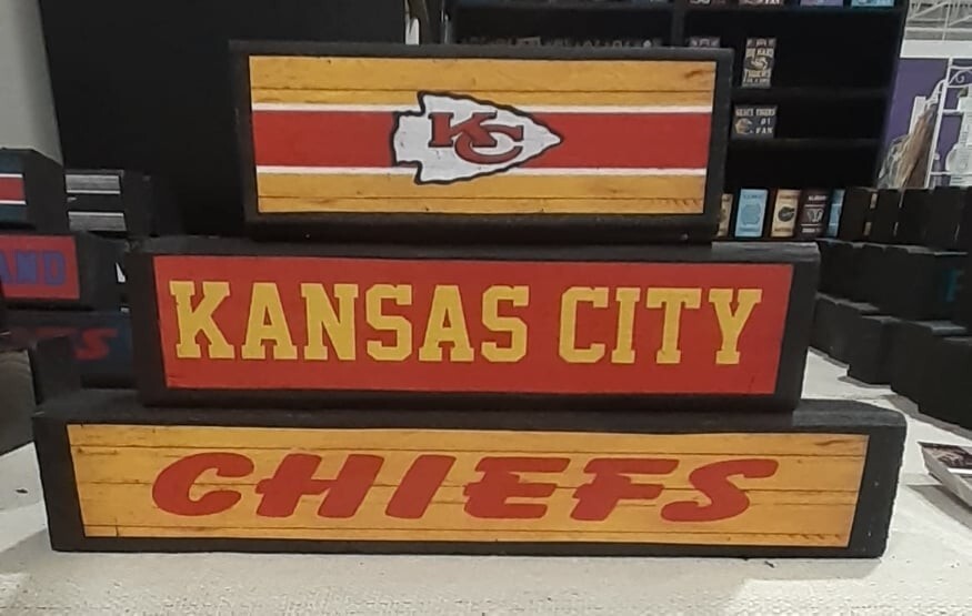 Kansas City Chiefs 3PC free standing wood stackable signs football fathers day