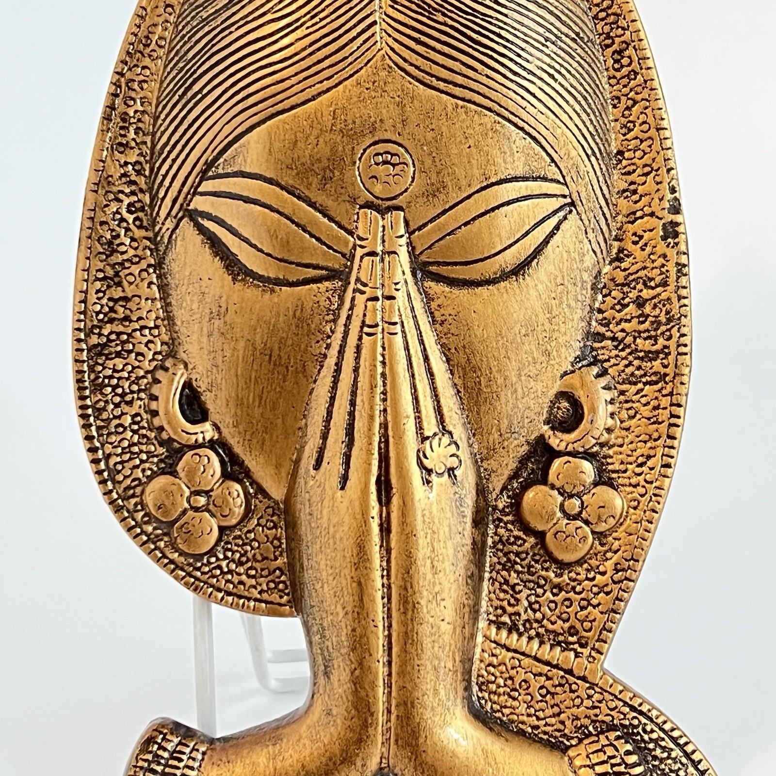 Welcome Namaste Lady Metal Hanging Wall Decor Entrance Decor Gold Color 11.5”