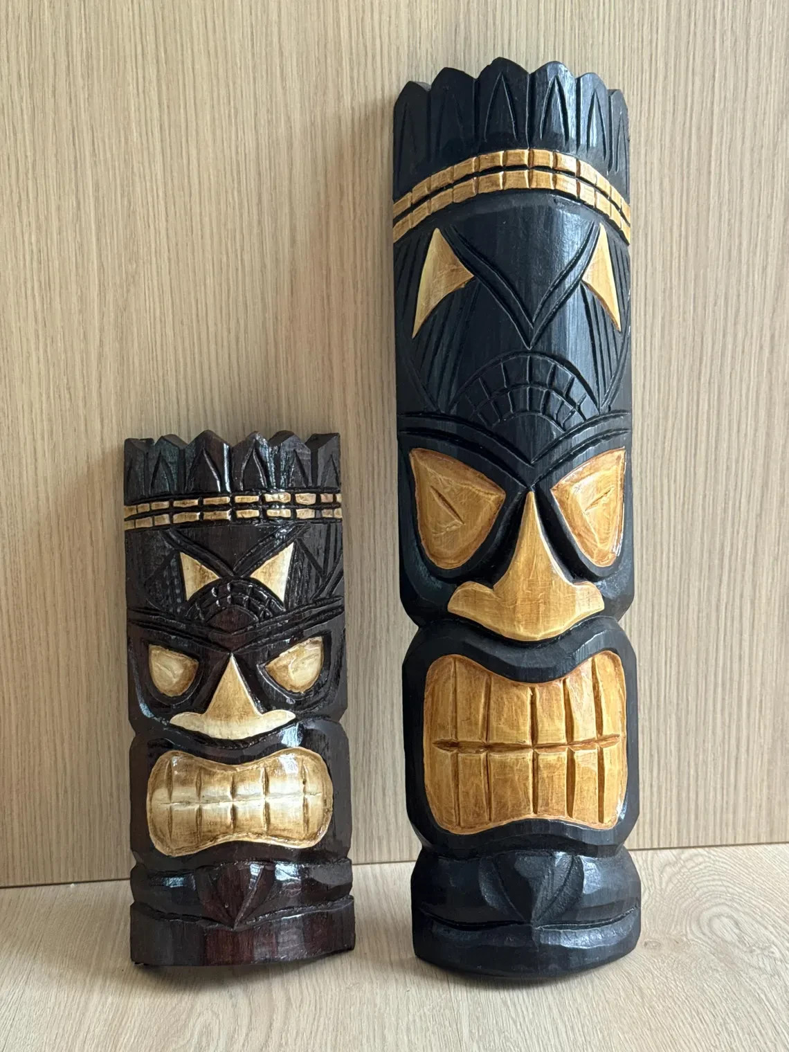 Hawaii Hand Made Carved Wooden 20″ Tiki Painted Mask Wall Decor Hanging Man Cave