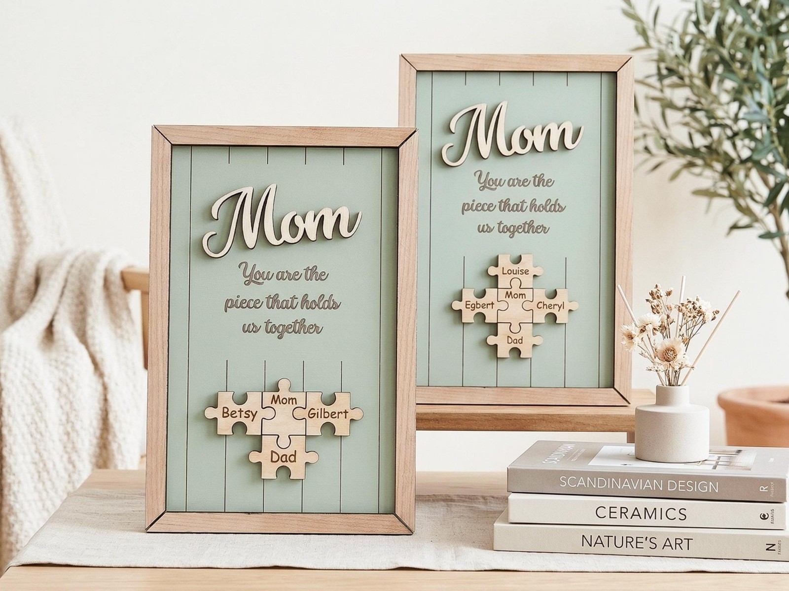 Personalized Mom Puzzle Sign – Custom Family Wood Wall Decor Gift for Mother’s